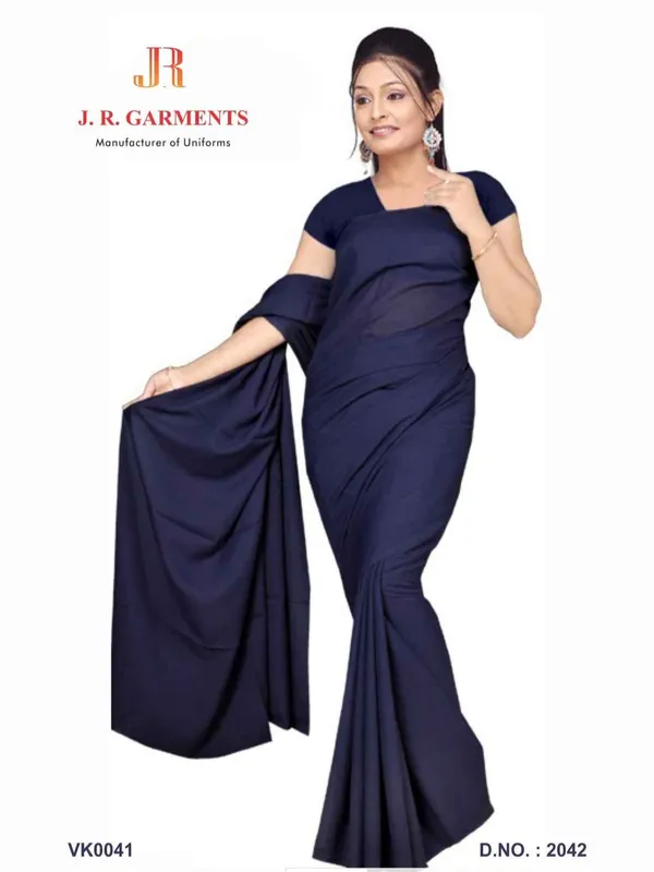 saree-plain-navy-blue