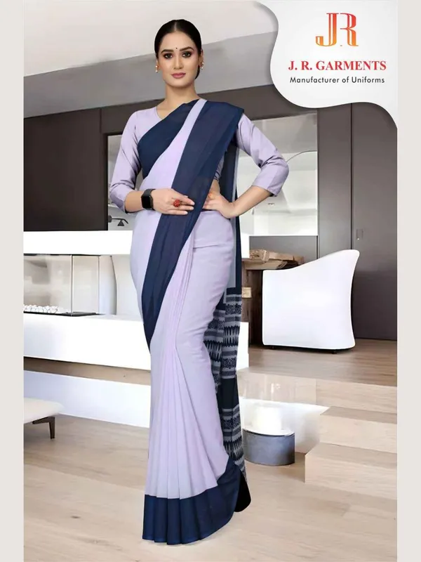 saree-white-with-navy-blue-border
