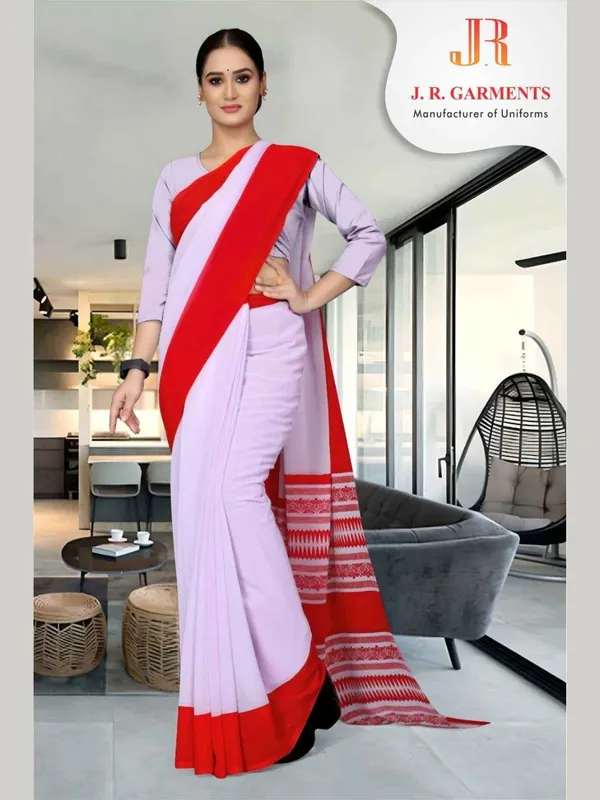 saree-white-with-red-border