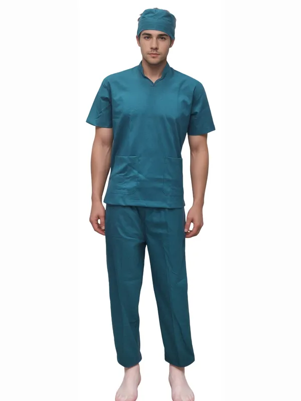 stretchable-stand-collar-emerald-green-doctor-wear-scrub-hickory