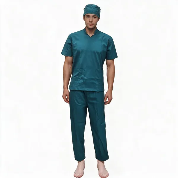 stretchable-stand-collar-emerald-green-doctor-wear-scrub-hickory