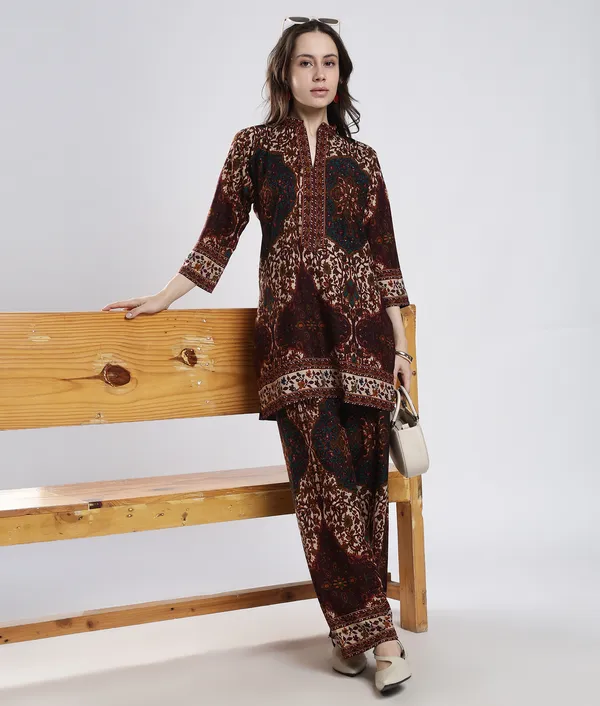Brown_Rayon_Printed_Co-Ord_Set_For_Women