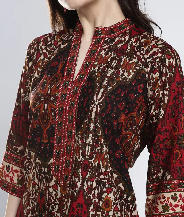 Maroon_Rayon_Printed_Co-Ord_Set_For_Women