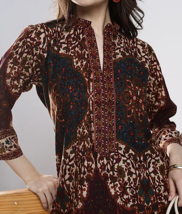Brown_Rayon_Printed_Co-Ord_Set_For_Women