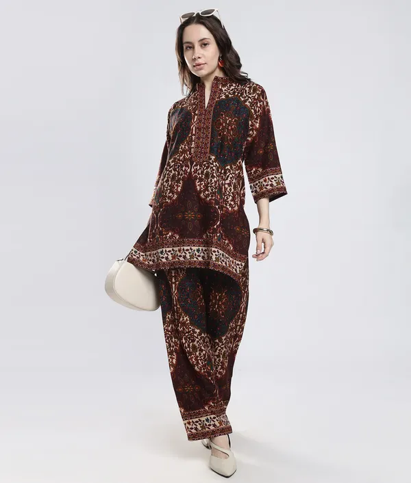Brown_Rayon_Printed_Co-Ord_Set_For_Women