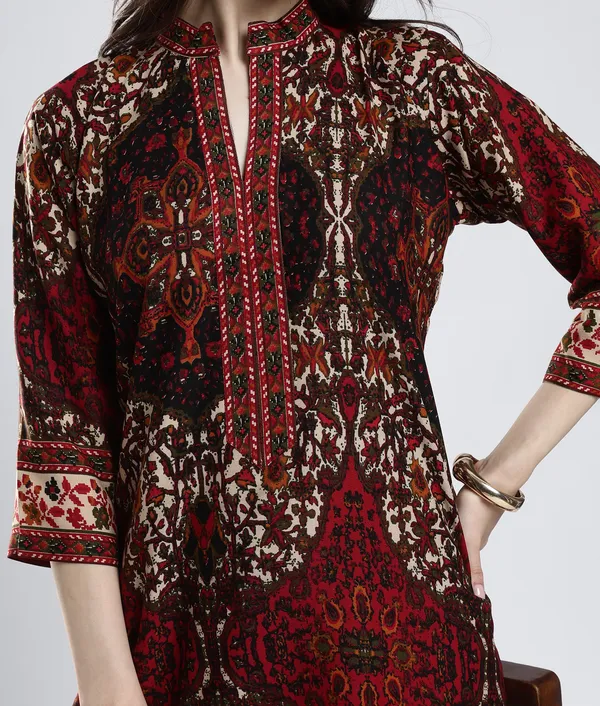 Maroon_Rayon_Printed_Co-Ord_Set_For_Women