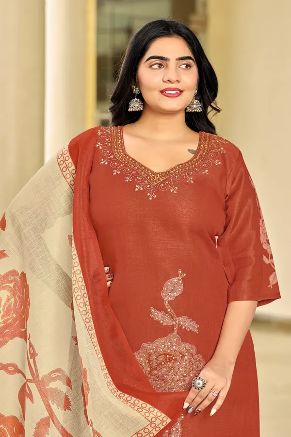 Red_Lilan_Simar_Embroidered_Kurta_Set_For_Women