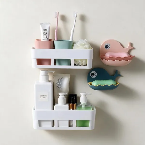 Plastic_Wall_Mounted_Two_Tier_Bathroom_Storage_Rack_Pack_Of_4