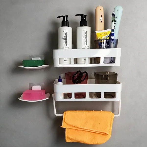 White_Plastic_Wall_Mounted_Bathroom_Organizer_Rack_Pack_Of_5
