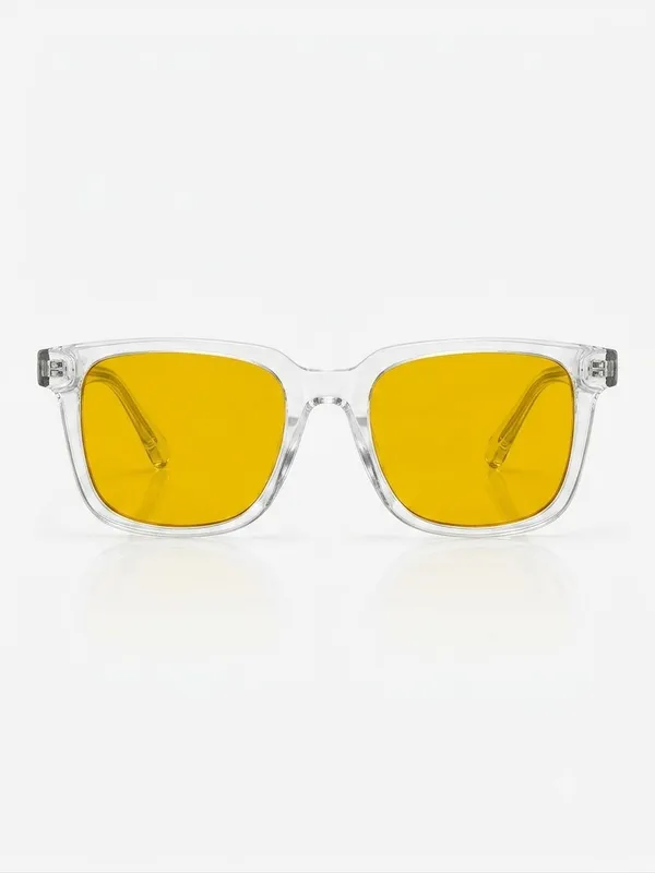 Yellow_Fiber_Transparent_Frame_Sunglasses_For_Unisex