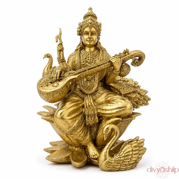 Gold_Saraswatiji_Resin_Idol_for_Home_Decor