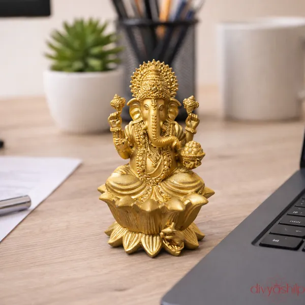 Gold_Lord_Ganesha_Resin_Lotus_Base_Idol_For_Home_Decor