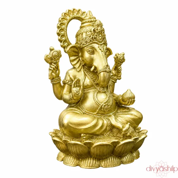 Gold_Lord_Ganesha_Seated_Brass_Finish_Idol_For_Home_Decor