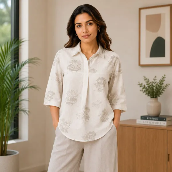 Off_White_Cotton_Linen_Casual_Top_For_Women
