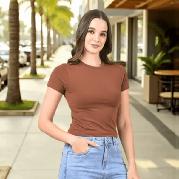 Brown_Cotton_Lycra_Crop_Top_For_Women