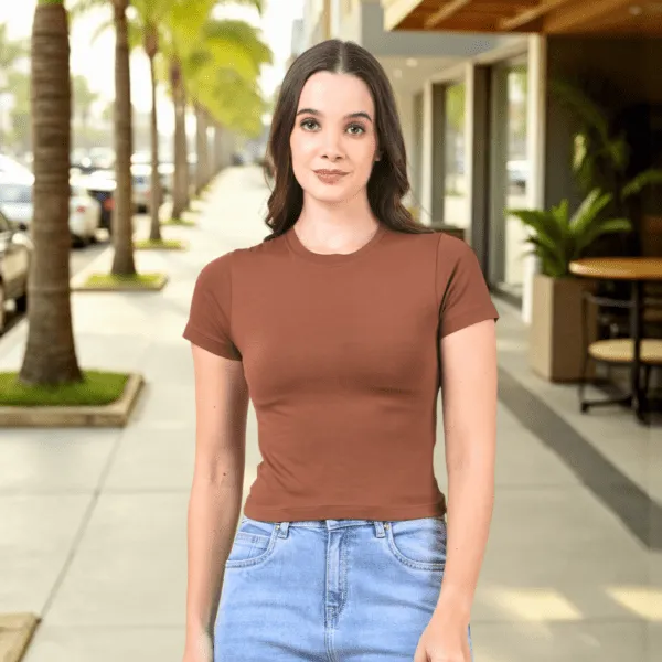 Brown_Cotton_Lycra_Crop_Top_For_Women