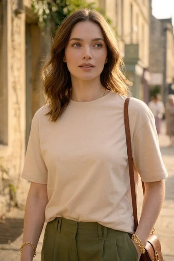 Beige_Cotton_Polyester_Oversized_T_Shirt_For_Women