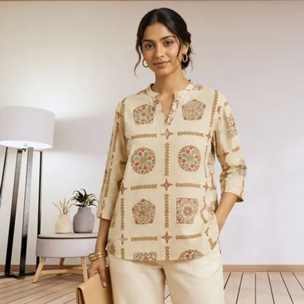 Beige_Cotton_Printed_Top_For_Women