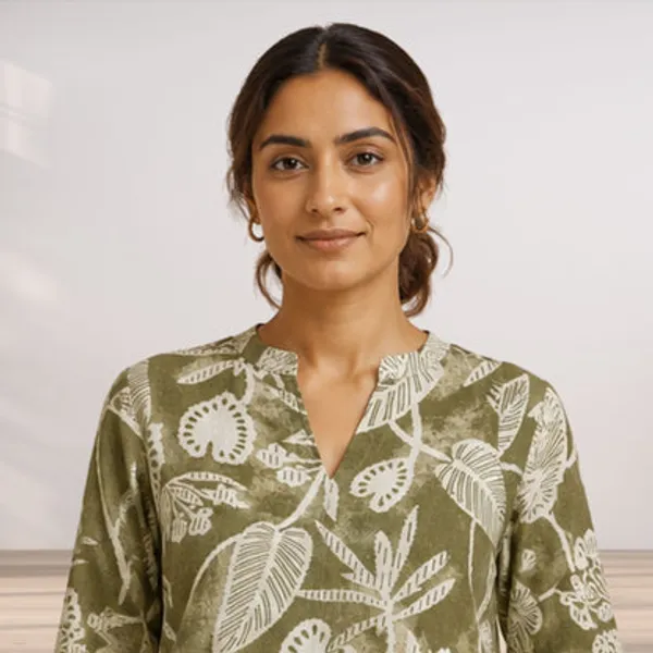 Olive_Green_Cotton_Short_Kurti_For_Women