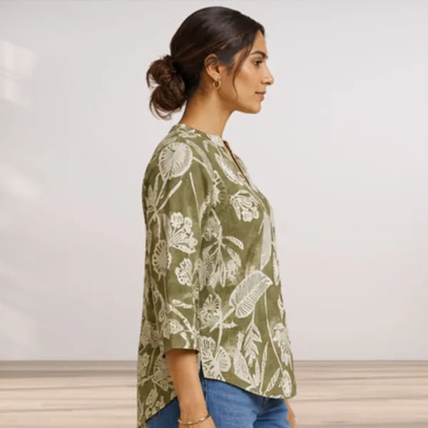 Olive_Green_Cotton_Short_Kurti_For_Women