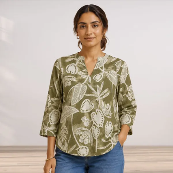 Olive_Green_Cotton_Short_Kurti_For_Women