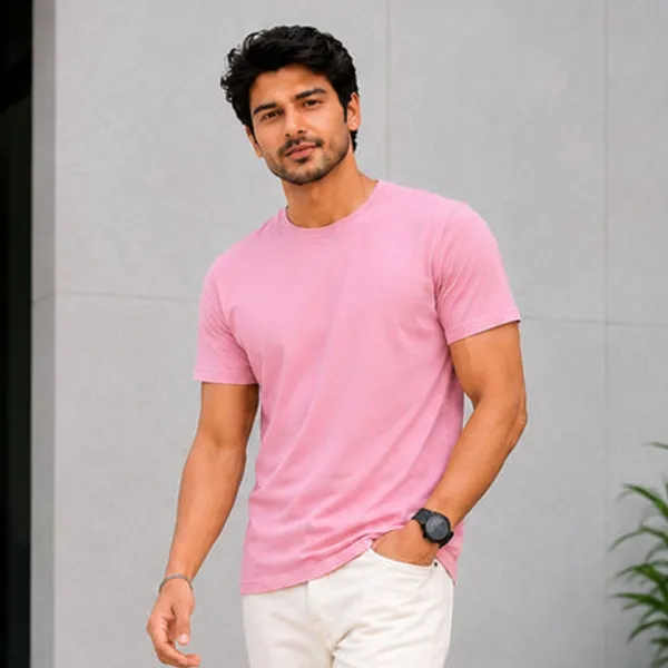 Pink_Cotton_Lycra_Oversized_T_Shirt_For_Men