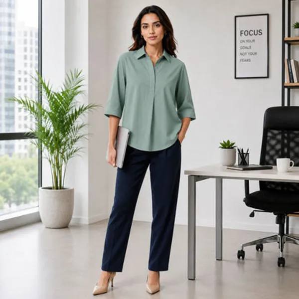Sage_Green_Cotton_Linen_Collared_Top_For_Women