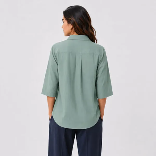 Sage_Green_Cotton_Linen_Collared_Top_For_Women