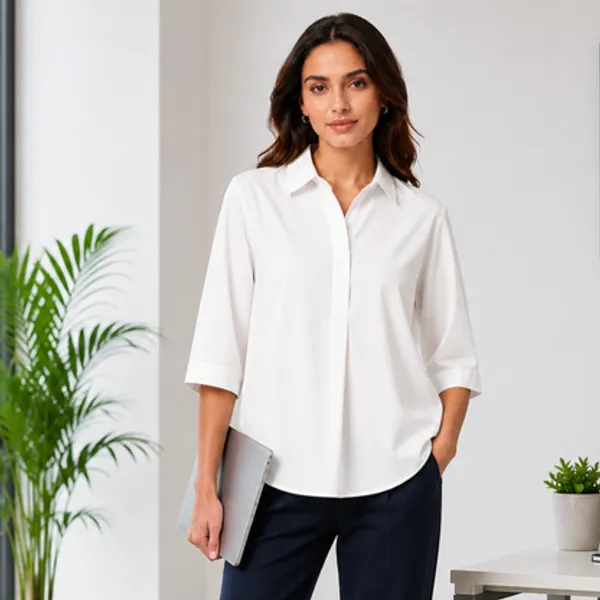 White_Cotton_Linen_Solid_Top_For_Women