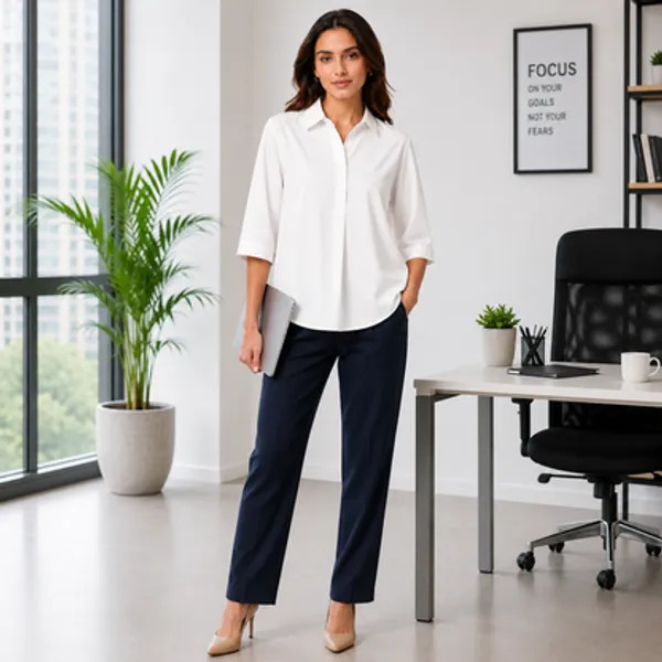 White_Cotton_Linen_Solid_Top_For_Women