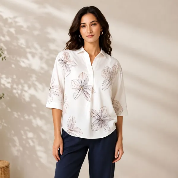Off_White_Cotton_Linen_Floral_Print_Top_For_Women
