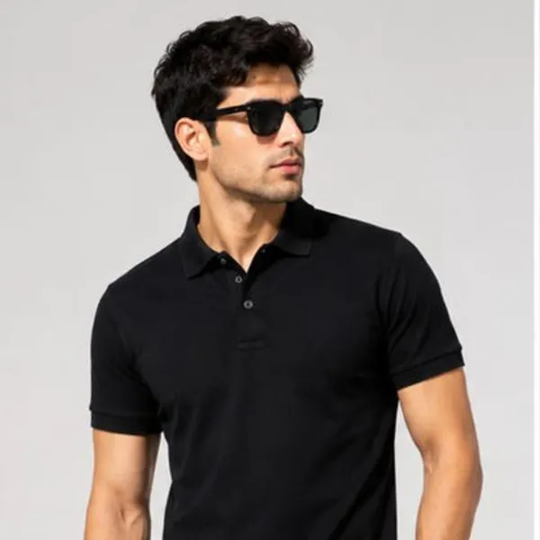 Black_Cotton_Polyester_Polo_T_Shirt_For_Men