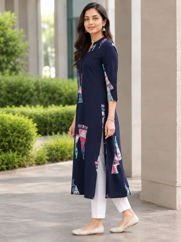 Navy_Blue_Printed_Straight_kurti