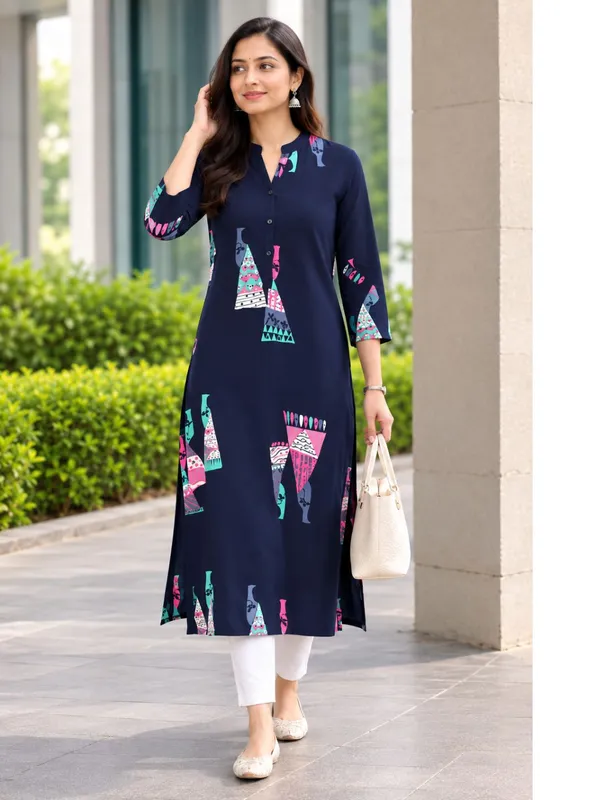 Navy_Blue_Printed_Straight_kurti