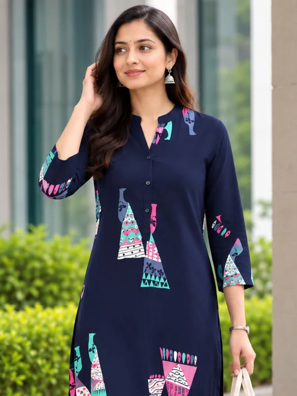 Navy_Blue_Printed_Straight_kurti