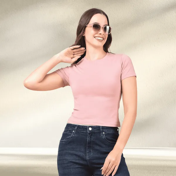 Pink_Cotton_Lycra_Slim_Fit_Crop_Top_For_Women