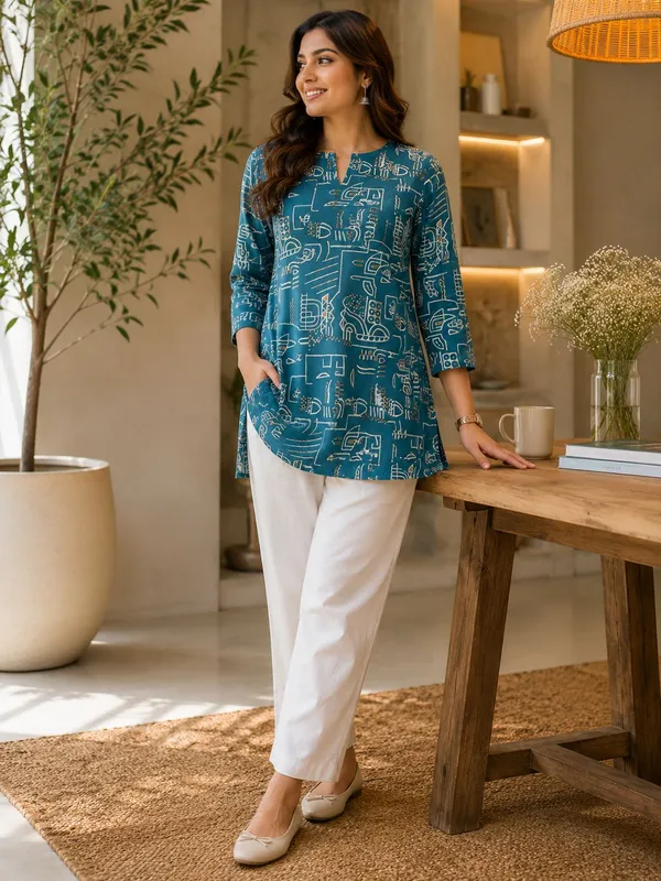 Peacock_Printed_Cotton_Short_kurti