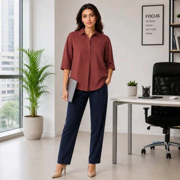 Maroon_Cotton_Linen_Solid_Top_For_Women