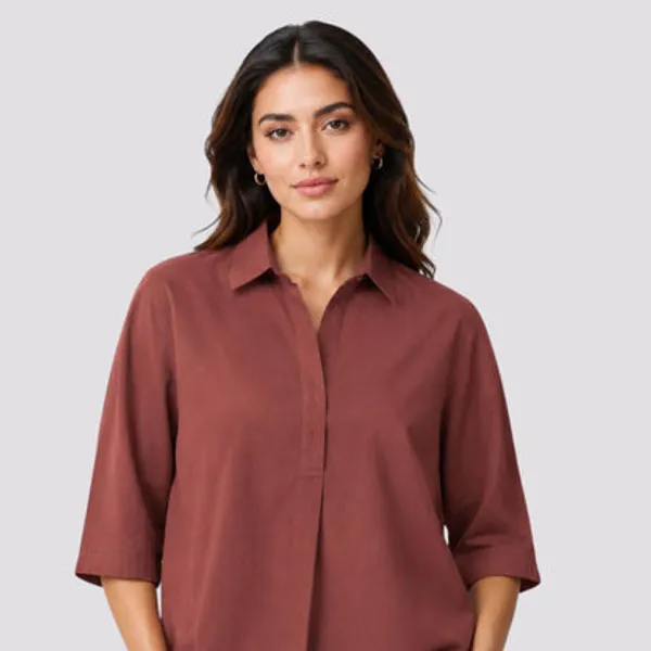 Maroon_Cotton_Linen_Solid_Top_For_Women