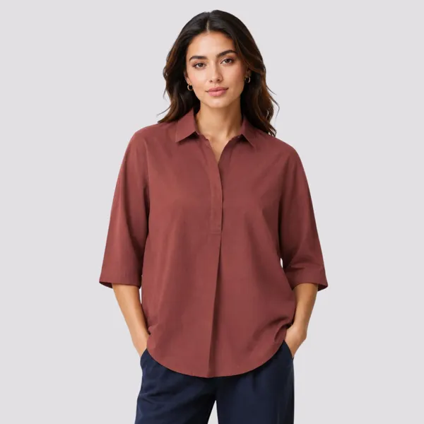Maroon_Cotton_Linen_Solid_Top_For_Women