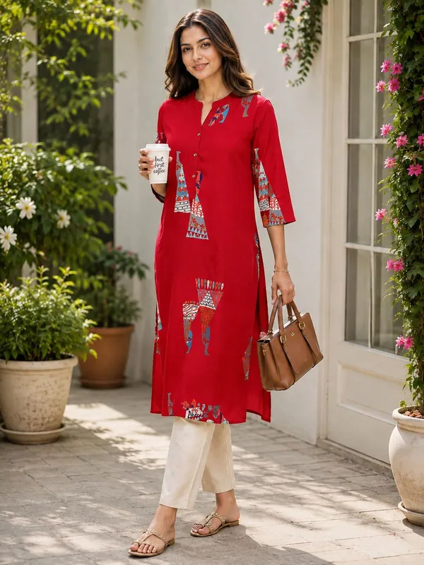 Red_Printed_Rayon__kurti