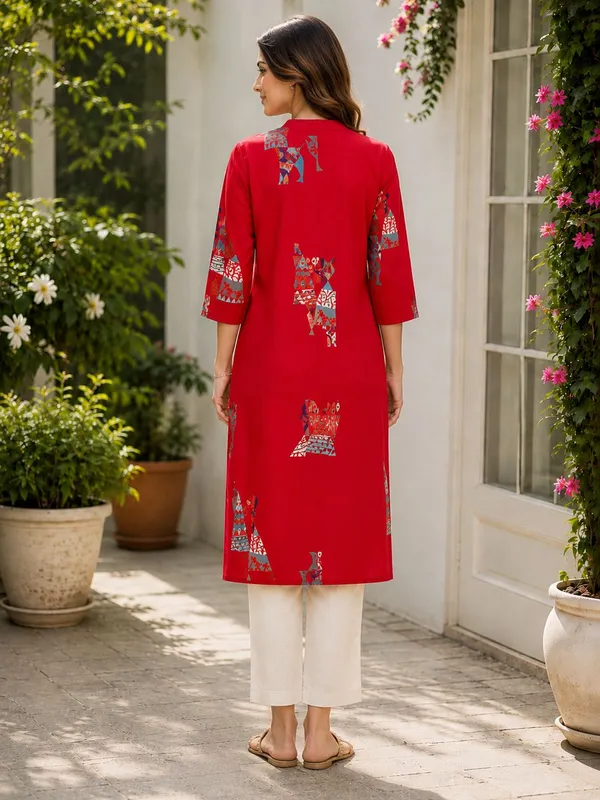 Red_Printed_Rayon__kurti
