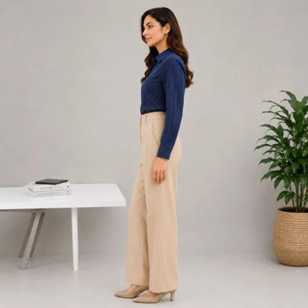 Blue_Polyester_Striped_Shirt_For_Women
