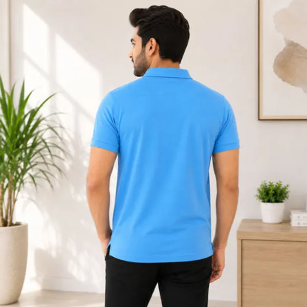 Sky_Blue_Cotton_Polyester_Polo_T_Shirt_For_Men