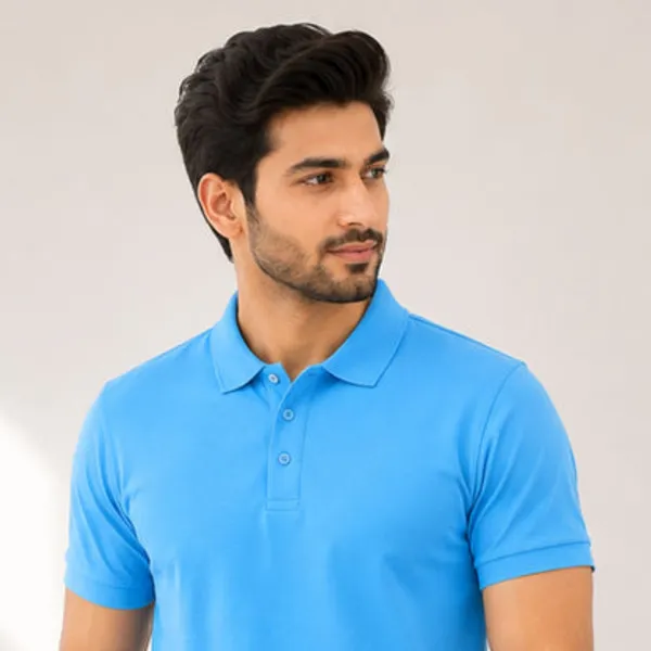 Sky_Blue_Cotton_Polyester_Polo_T_Shirt_For_Men