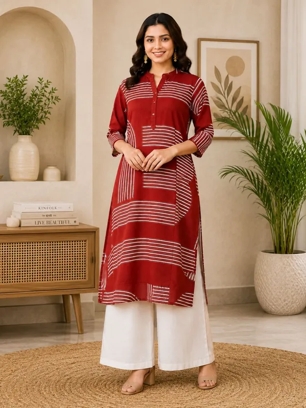 Wine_Printed_Rayon_kurti