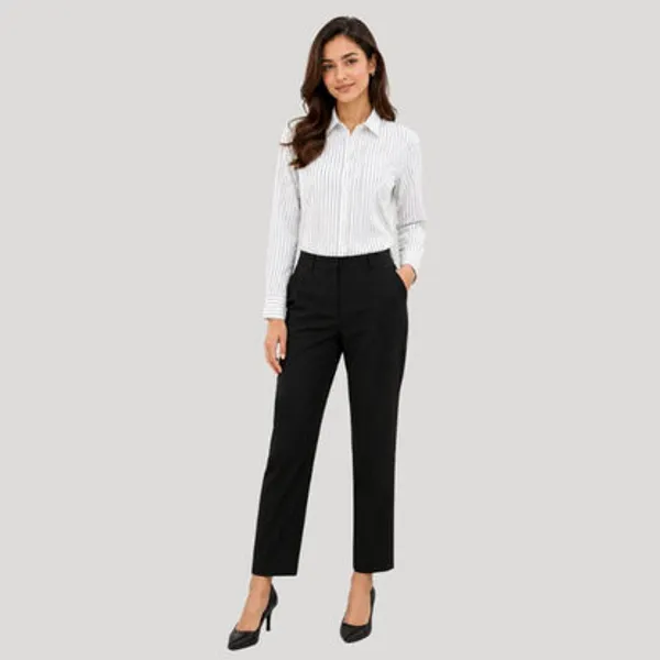White_Polyester_Striped_Shirt_For_Women