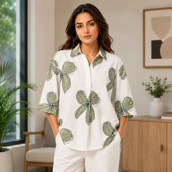 Off_White_Cotton_Linen_Floral_Print_Top_For_Women