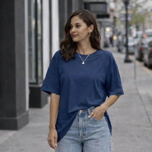 Navy_Cotton_Lycra_Oversized_T_Shirt_For_Women
