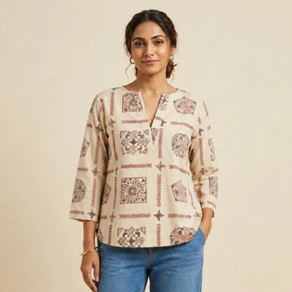 Beige_Cotton_Short_Top_For_Women